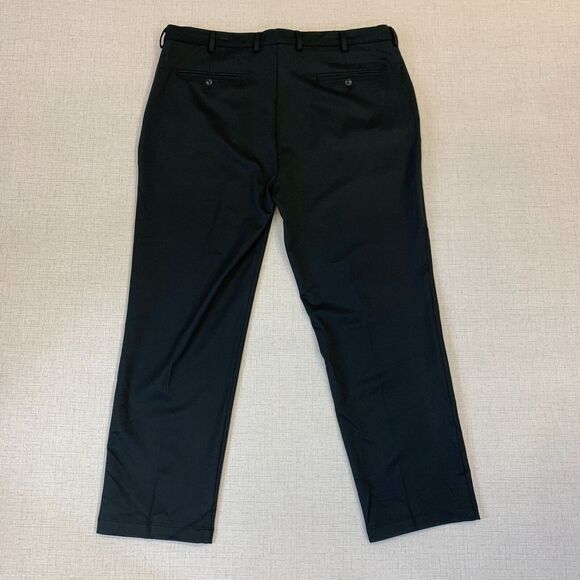 Greg Norman Dress Pant Mens 40x30 VJONE Black Flat Front Stretch Polyester Blend - Picture 7 of 9